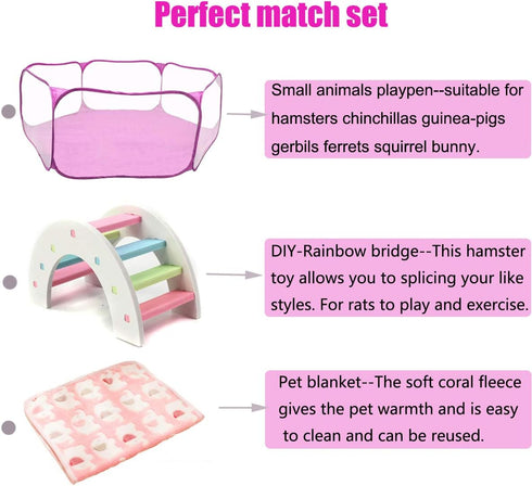 Hamster Playpen with Mat, Large - Foldable Exercise Playpen, Breathable and Transparent Pet Cage Fence Indoor/Outdoor for Guinea Pigs Small Animal...